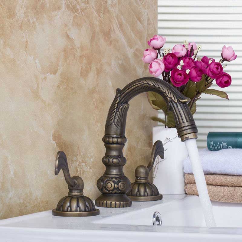 Veneto Brass Deck Mount Antique Bronze Bathroom Faucet 